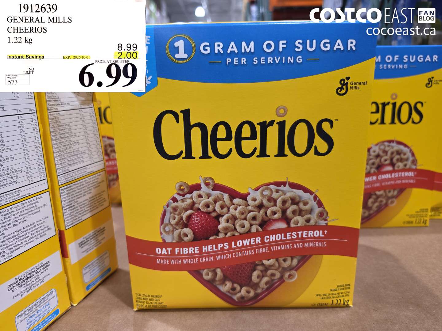 1912639 GENERAL MILLS CHEERIOS 1.22 KG ($2.00 INSTANT SAVINGS EXPIRES ON 2026-10-01) $6.99