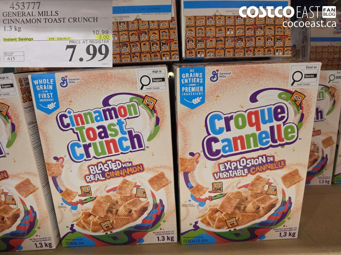 453777 GENERAL MILLS CINNAMON TOAST CRUNCH 1.3 KG ($3.00 INSTANT SAVINGS EXPIRES ON 2026-09-27) $7.99