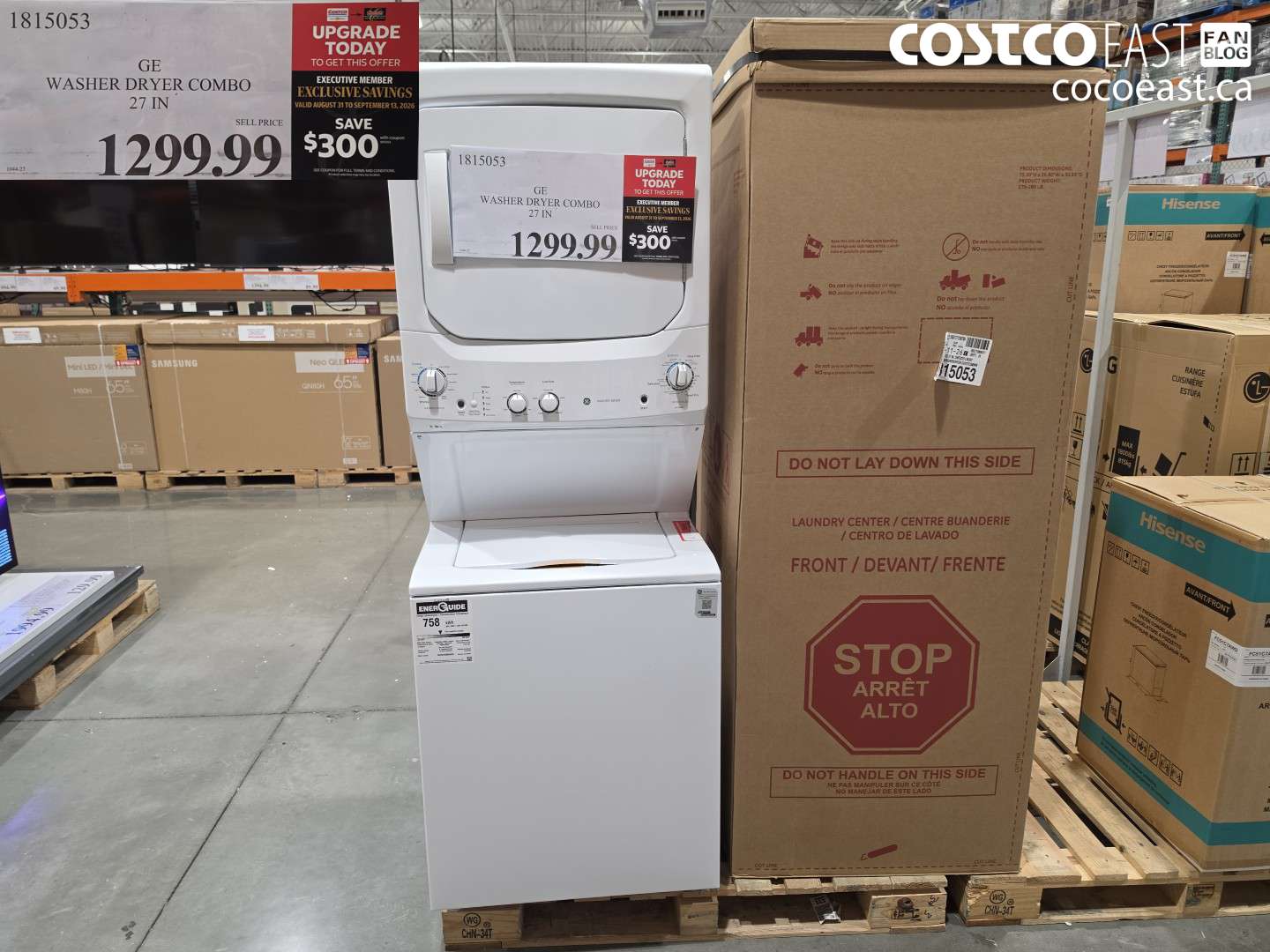 1815053 GE WASHER DRYER COMBO 27 IN ($300.00 INSTANT SAVINGS EXPIRES ON 2026-09-13) $999.99