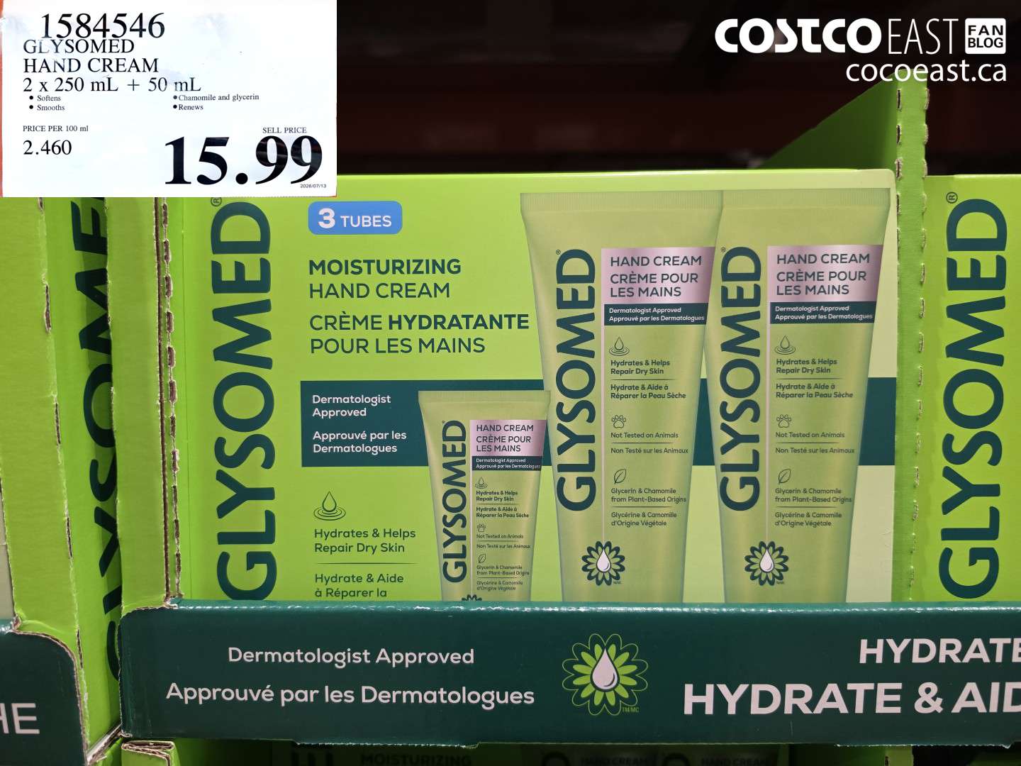 1584546 GLYSOMED HAND CREAM 2 X 250 ML + 50 ML $15.99