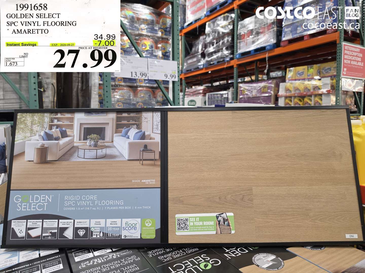 1991658 GOLDEN SELECT SPC VINYL FLOORING AMARETTO ($7.00 INSTANT SAVINGS EXPIRES ON 2026-09-27) $27.99