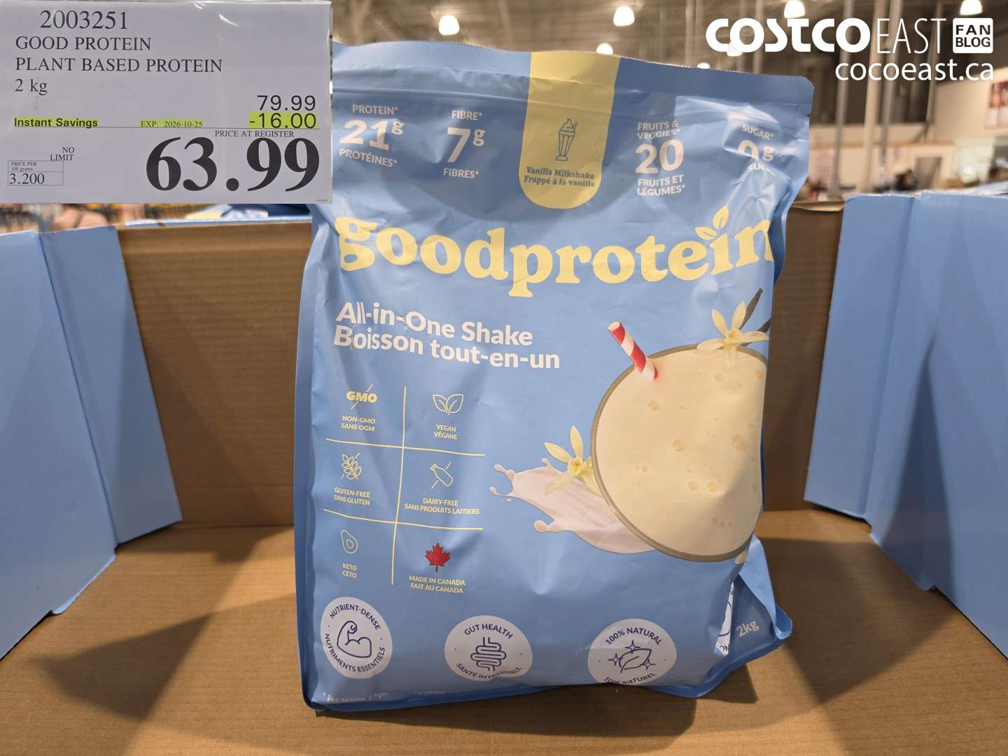 2003251 GOOD PROTEIN PLANT BASED PROTEIN 2 KG ($16.00 INSTANT SAVINGS EXPIRES ON 2026-10-25) $63.99