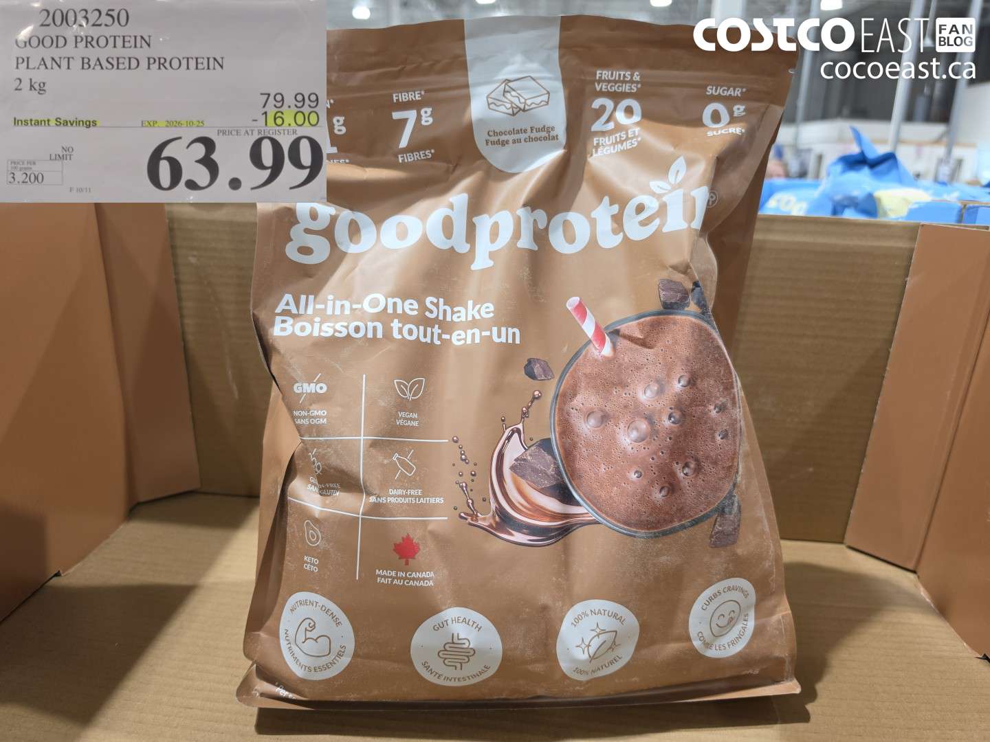 2003250 GOOD PROTEIN PLANT BASED PROTEIN 2 KG ($16.00 INSTANT SAVINGS EXPIRES ON 2026-10-25) $63.99