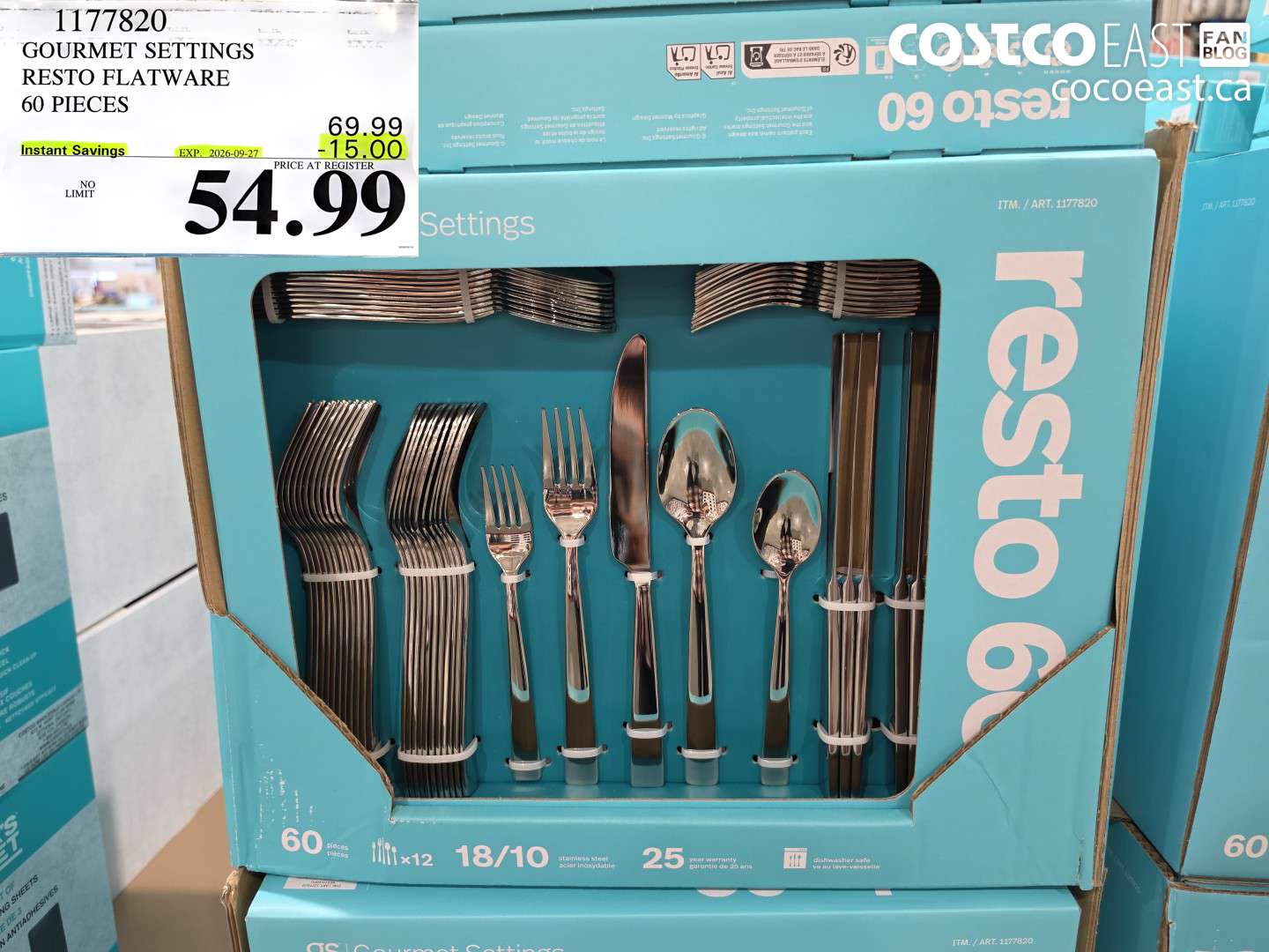 1177820 GOURMET SETTINGS RESTO FLATWARE 60 PIECES ($15.00 INSTANT SAVINGS EXPIRES ON 2026-09-27) $54.99