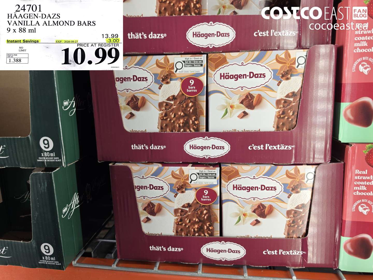 24701 HÄAGEN-DAZS VANILLA ALMOND BARS 9 X 88 ML ($3.00 INSTANT SAVINGS EXPIRES ON 2026-09-27) $10.99
