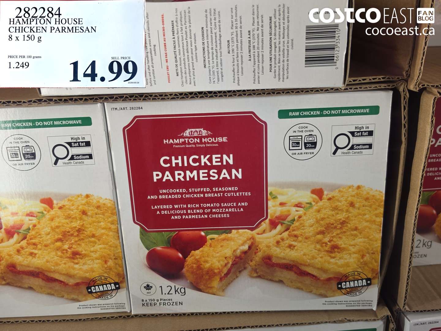 282284 HAMPTON HOUSE CHICKEN PARMESAN 8 X 150 G $14.99