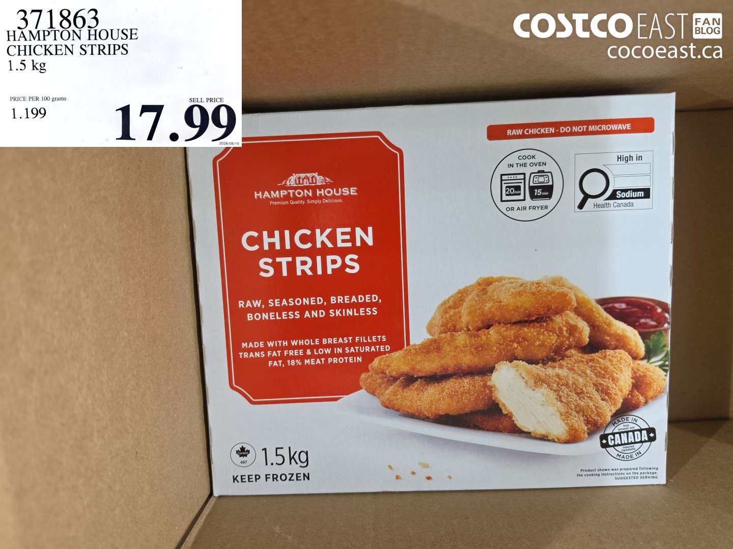 371863 HAMPTON HOUSE CHICKEN STRIPS 1.5 KG $17.99