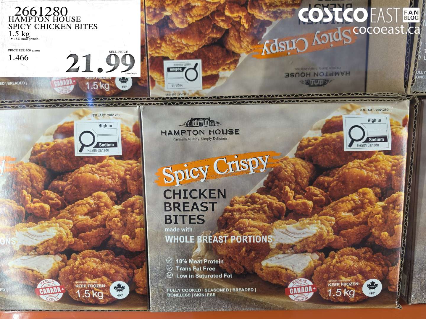 2661280 HAMPTON HOUSE SPICY CHICKEN BITES 1.5 KG $21.99