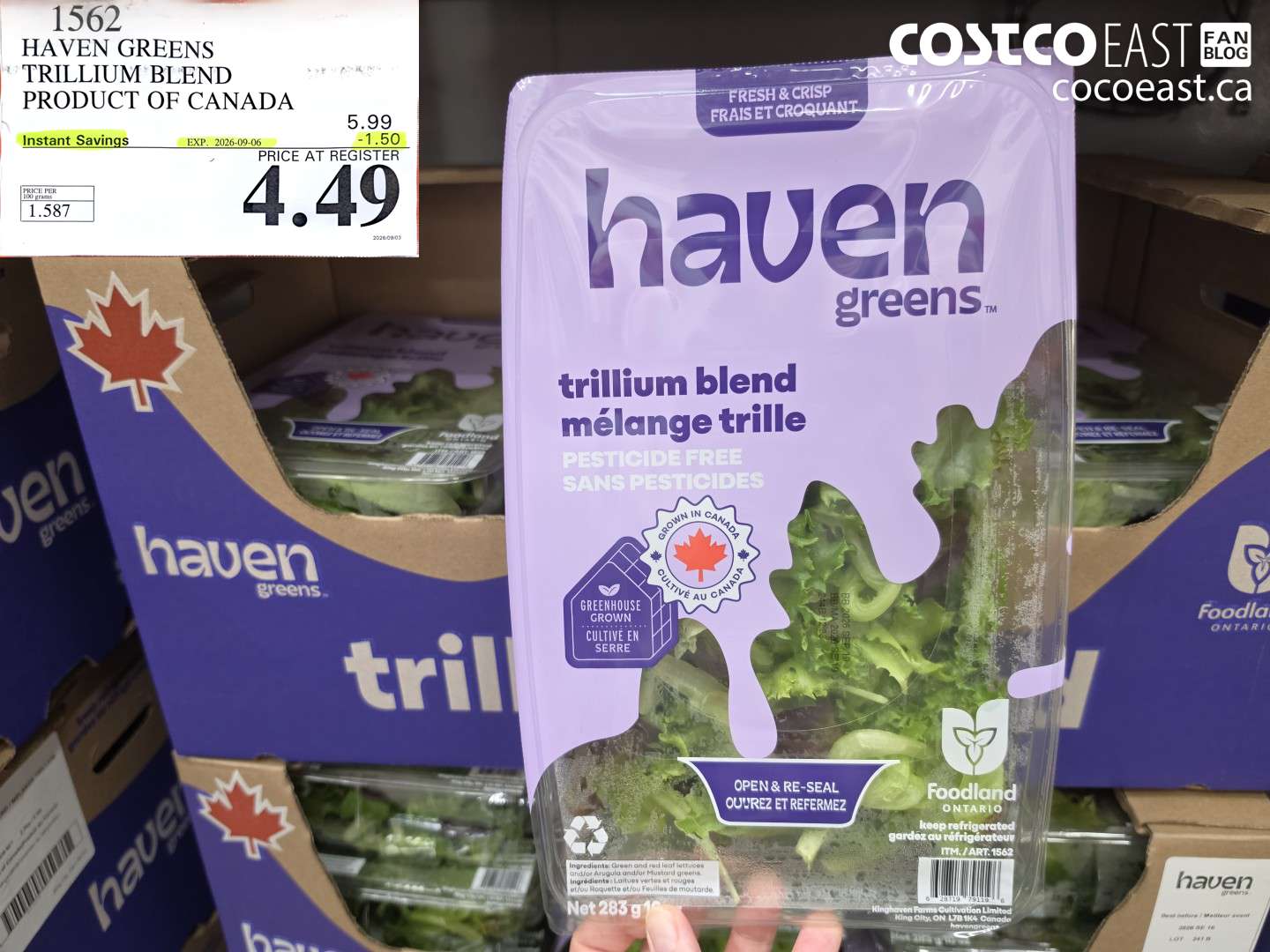1562 HAVEN GREENS TRILLIUM BLEND PRODUCT OF CANADA ($1.50 INSTANT SAVINGS EXPIRES ON 2026-09-06) $4.49