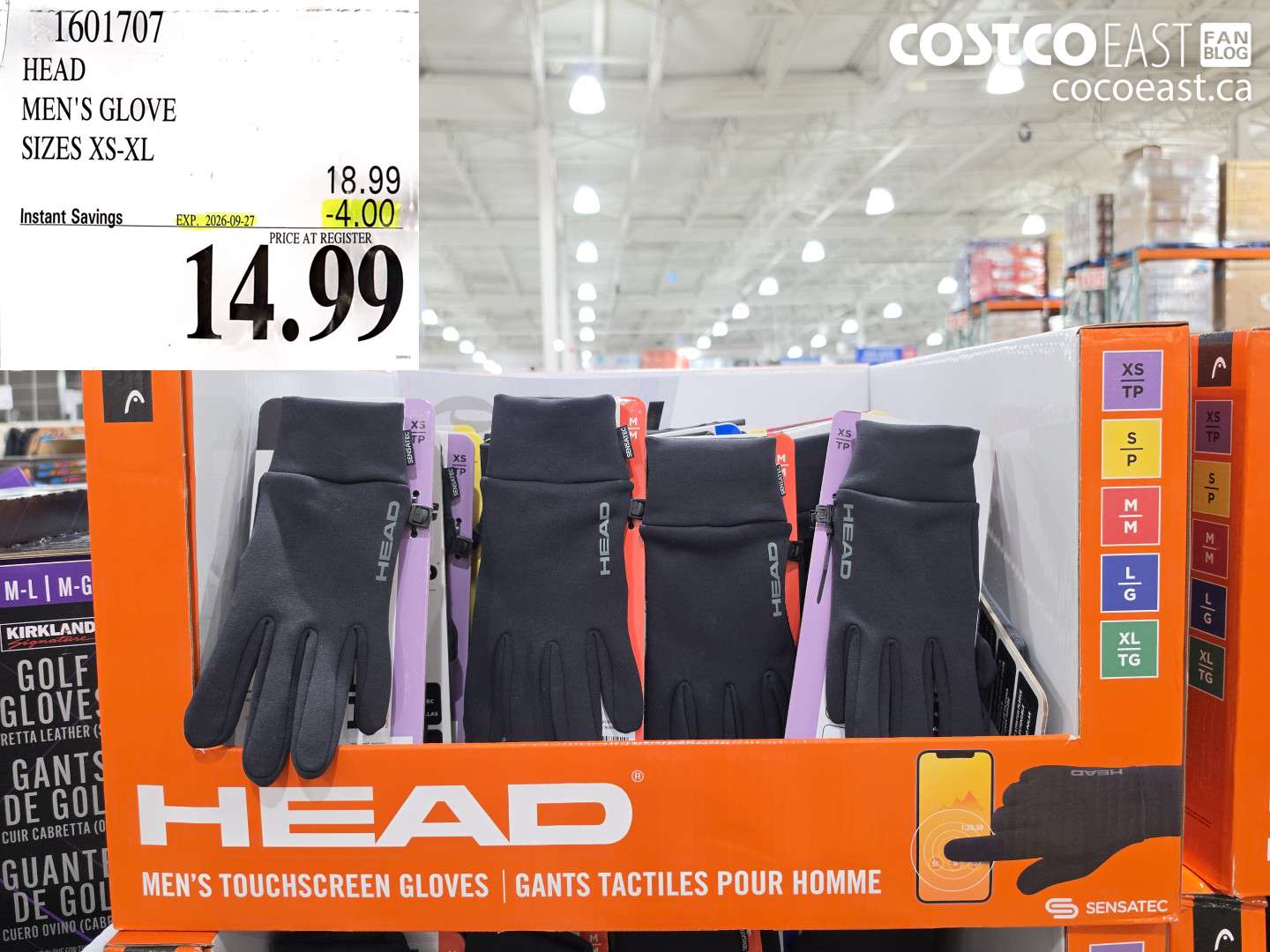 1601707 HEAD MEN'S GLOVE SIZES XS-XL ($4.00 INSTANT SAVINGS EXPIRES ON 2026-09-27) $14.99
