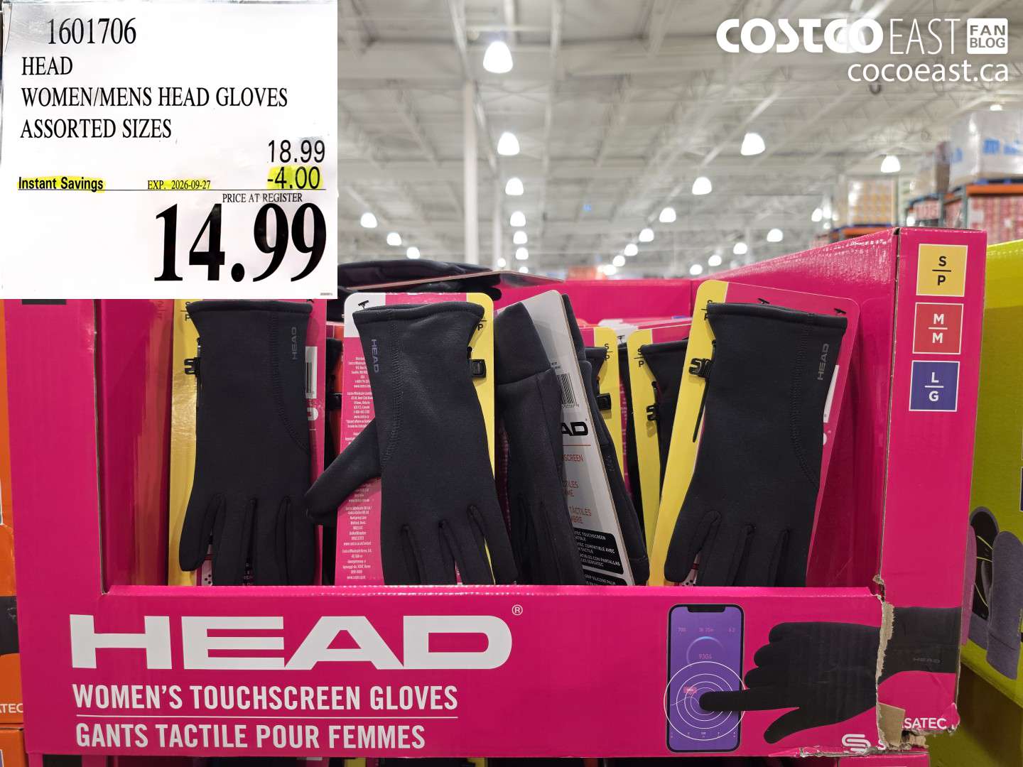 1601706 HEAD WOMEN/MENS HEAD GLOVES ASSORTED SIZES ($4.00 INSTANT SAVINGS EXPIRES ON 2026-09-27) $14.99