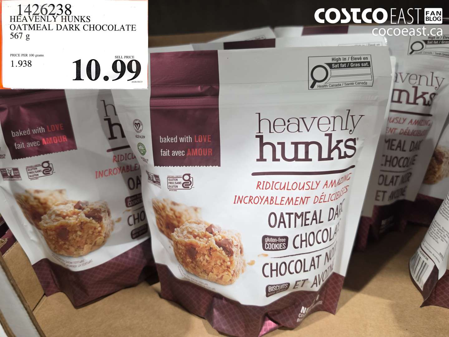 1426238 HEAVENLY HUNKS OATMEAL DARK CHOCOLATE 567 G $10.99