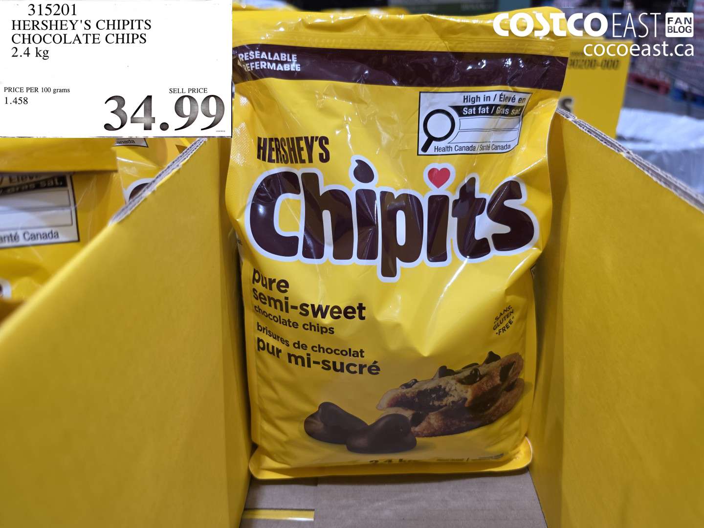 315201 HERSHEY'S CHIPITS CHOCOLATE CHIPS 2.4 KG $34.99