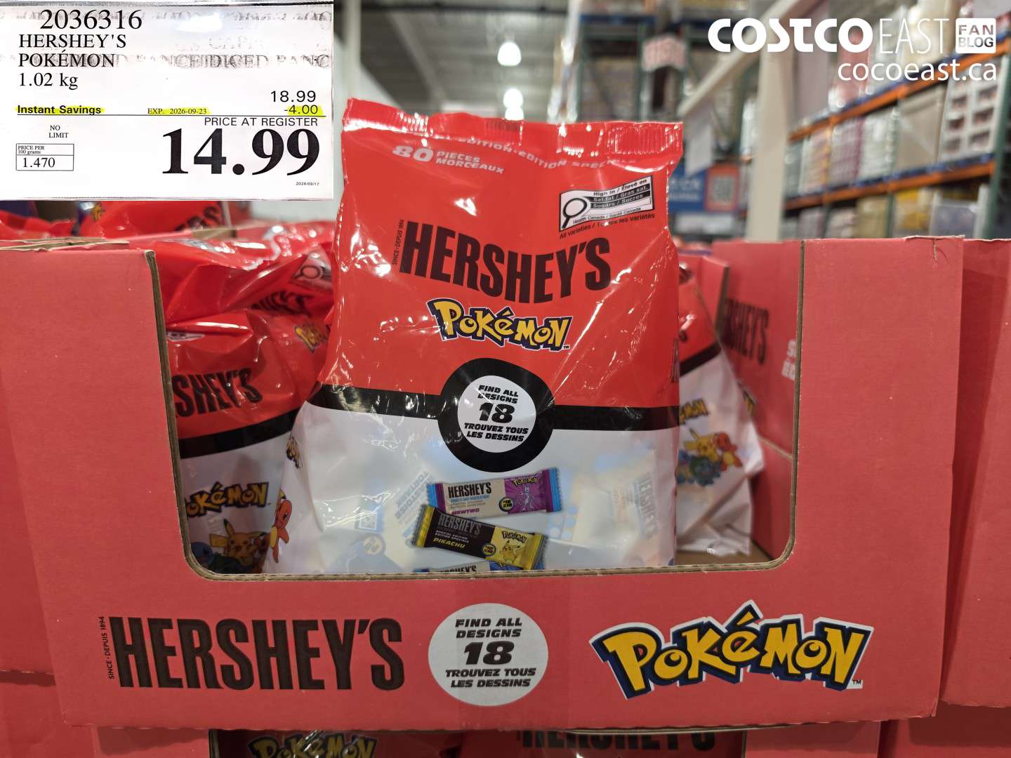 2036316 HERSHEY'S POKEMON 1.02 KG ($4.00 INSTANT SAVINGS EXPIRES ON 2026-09-23) $14.99