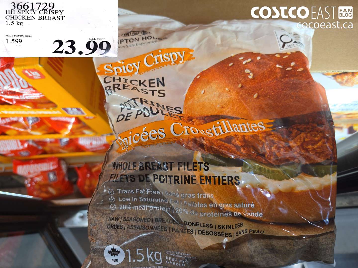 3661729 HH SPICY CRISPY CHICKEN BREAST 1.5 KG $23.99
