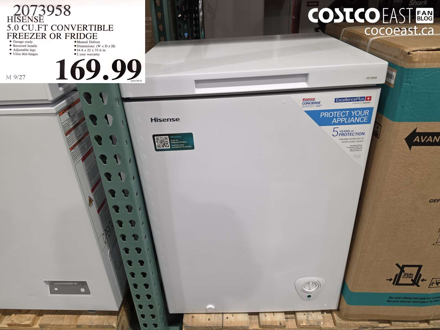 2073958 HISENSE 5.0 CU.FT CONVERTIBLE FREEZER OR FRIDGE $169.99