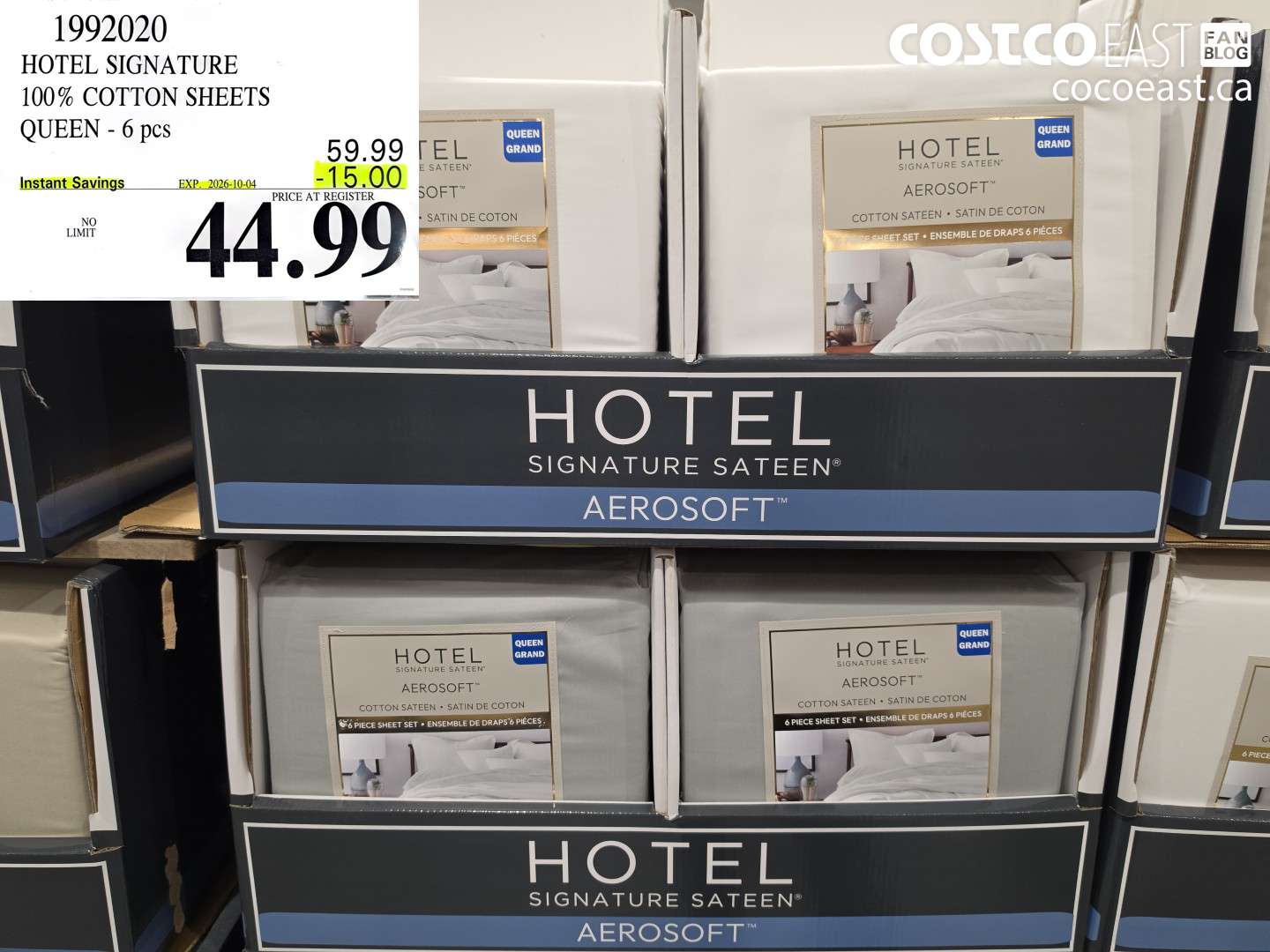 1992020 HOTEL SIGNATURE 100% COTTON SHEETS QUEEN - 6 PCS ($15.00 INSTANT SAVINGS EXPIRES ON 2026-10-04) $44.99