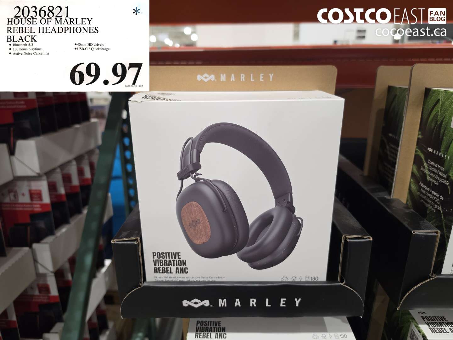 2036821 HOUSE OF MARLEY REBEL HEADPHONES BLACK $69.97