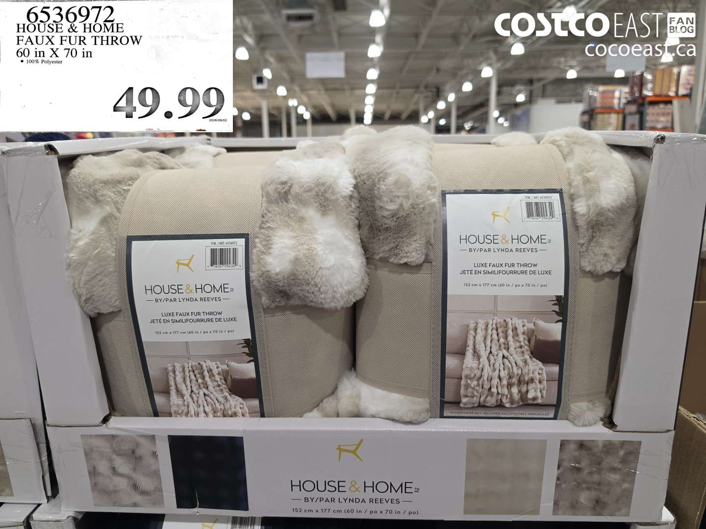 6536972 HOUSE & HOME FAUX FUR THROW 60 IN X 70 IN $49.99