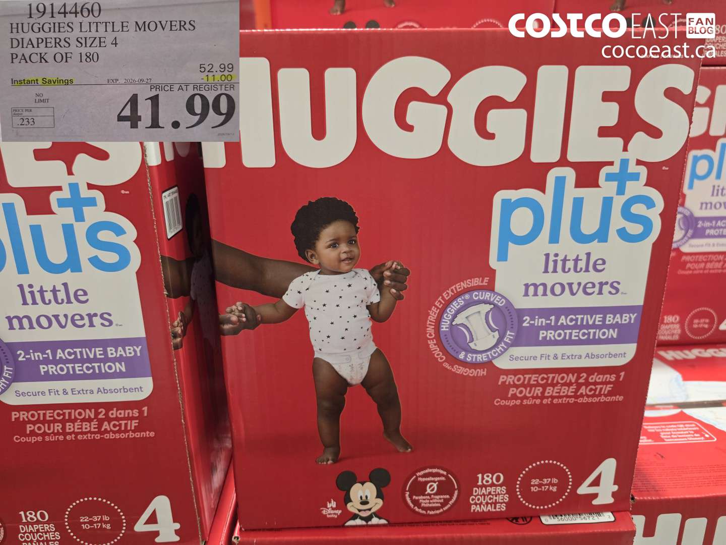 1914460 HUGGIES LITTLE MOVERS DIAPERS SIZE 4 PACK OF 180 ($11.00 INSTANT SAVINGS EXPIRES ON 2026-09-27) $41.99
