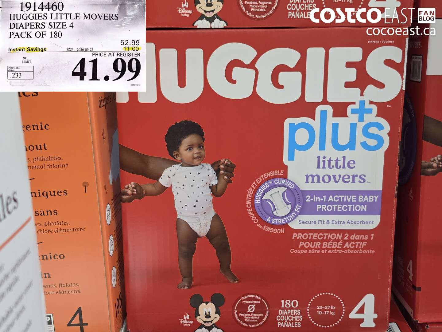 1914460 HUGGIES LITTLE MOVERS DIAPERS SIZE 4 PACK OF 180 ($11.00 INSTANT SAVINGS EXPIRES ON 2026-09-27) $41.99