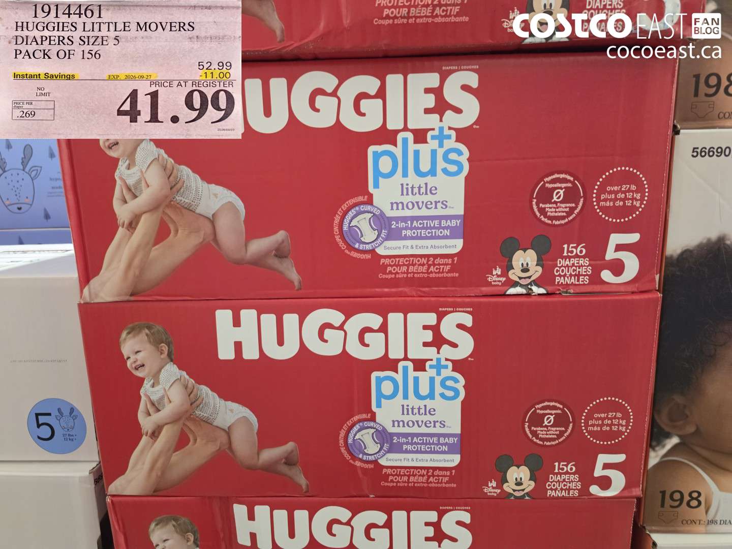 1914461 HUGGIES LITTLE MOVERS DIAPERS SIZE 5 PACK OF 156 ($11.00 INSTANT SAVINGS EXPIRES ON 2026-09-27) $41.99