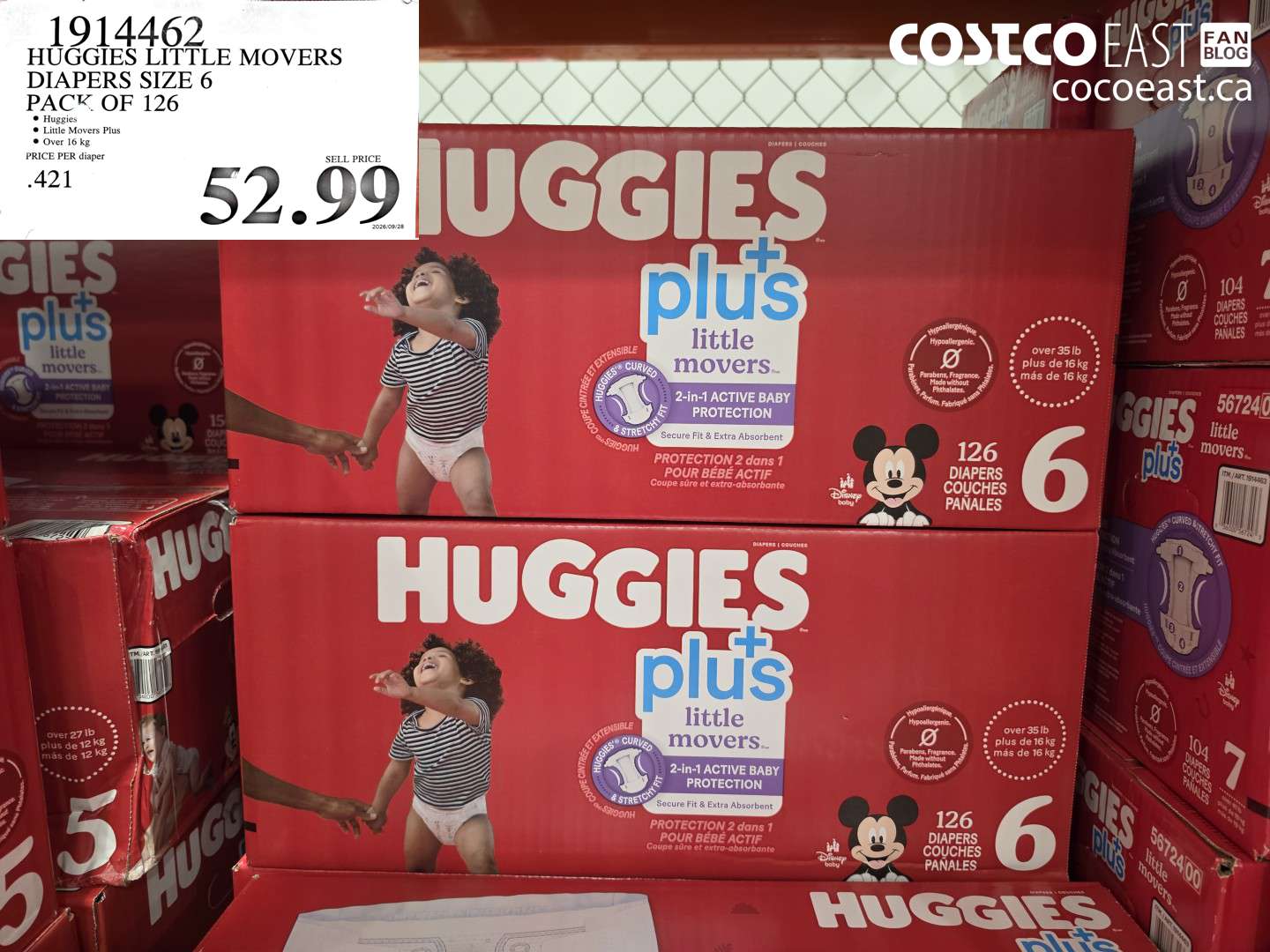 1914462 HUGGIES LITTLE MOVERS DIAPERS SIZE 6 PACK OF 126 $52.99