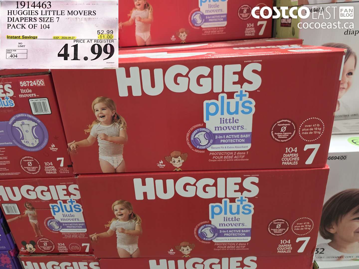 1914463 HUGGIES LITTLE MOVERS DIAPERS SIZE 7 PACK OF 104 ($11.00 INSTANT SAVINGS EXPIRES ON 2026-09-27) $41.99