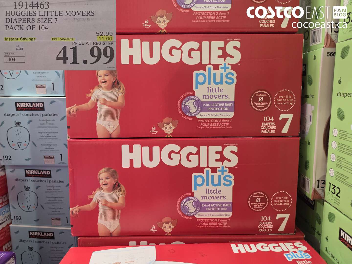 1914463 HUGGIES LITTLE MOVERS DIAPERS SIZE 7 PACK OF 104 ($11.00 INSTANT SAVINGS EXPIRES ON 2026-09-27) $41.99