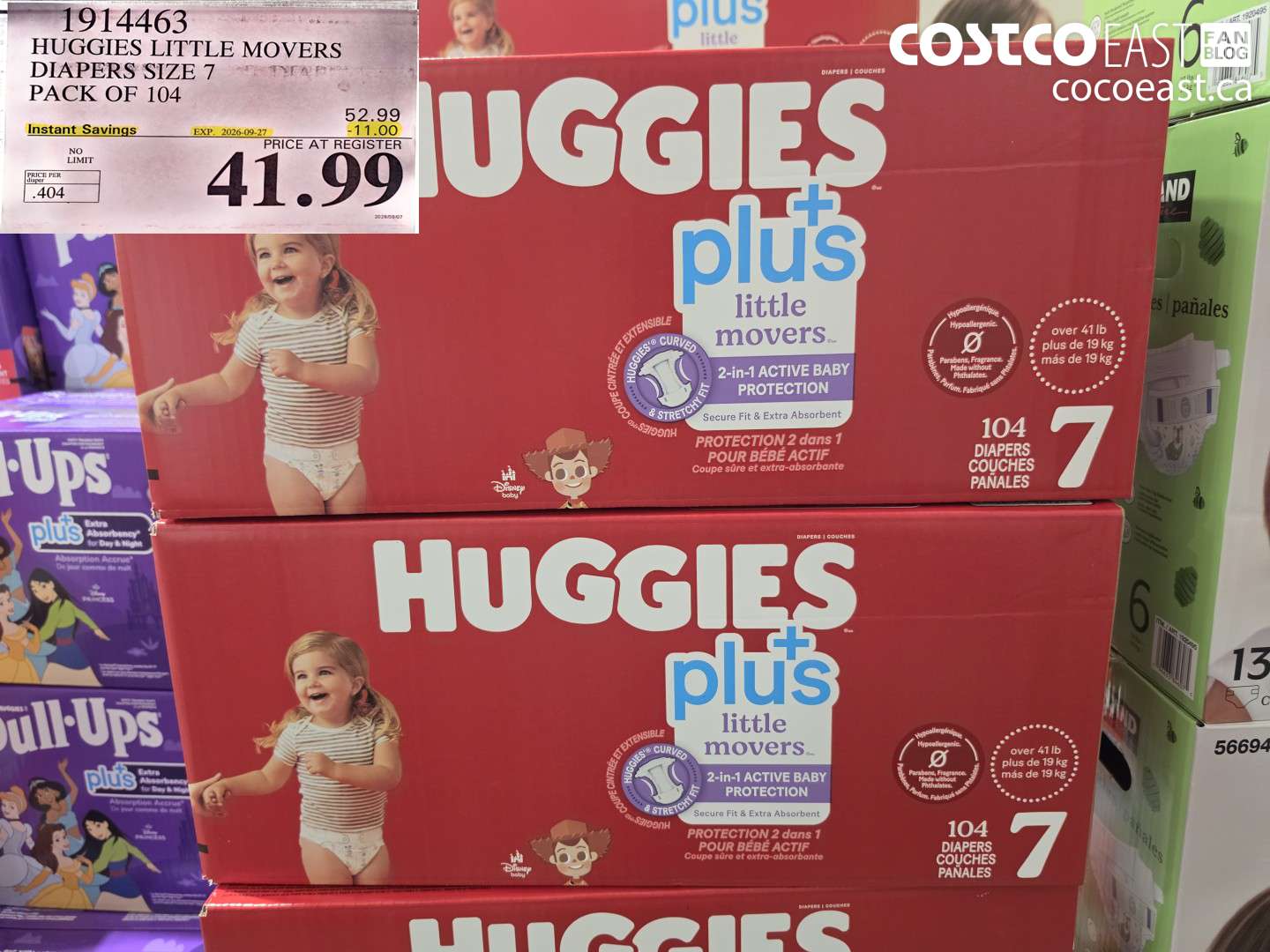 1914463 HUGGIES LITTLE MOVERS DIAPERS SIZE 7 PACK OF 104 ($11.00 INSTANT SAVINGS EXPIRES ON 2026-09-27) $41.99