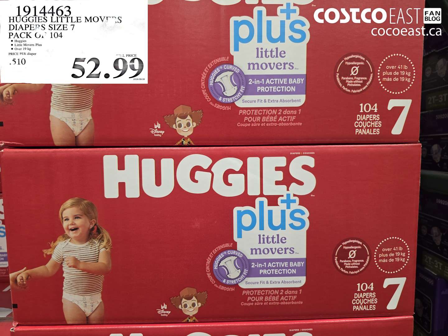 1914463 HUGGIES LITTLE MOVERS DIAPERS SIZE 7 PACK OF 104 $52.99