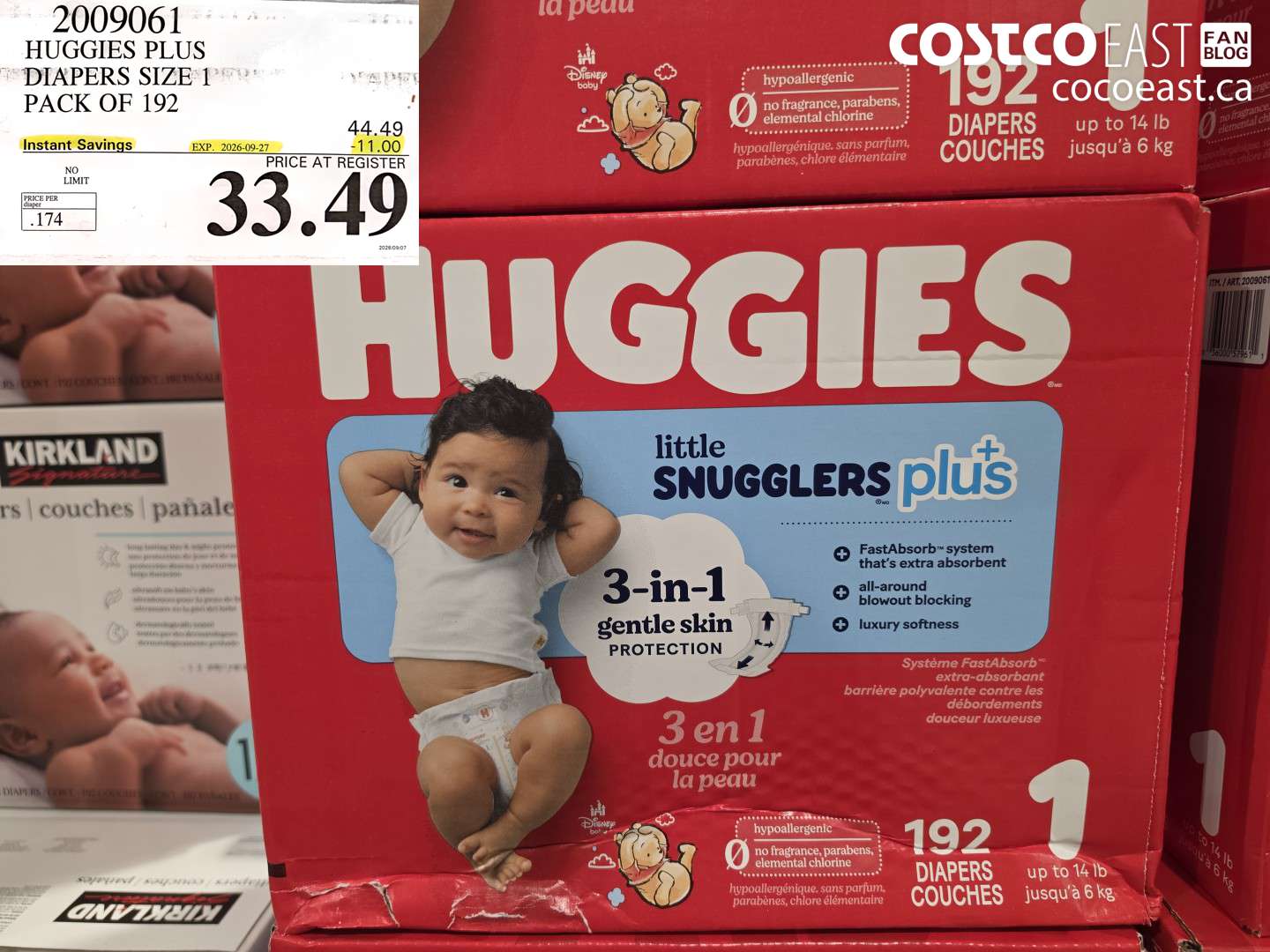 2009061 HUGGIES PLUS DIAPERS SIZE 1 PACK OF 192 ($11.00 INSTANT SAVINGS EXPIRES ON 2026-09-27) $33.49