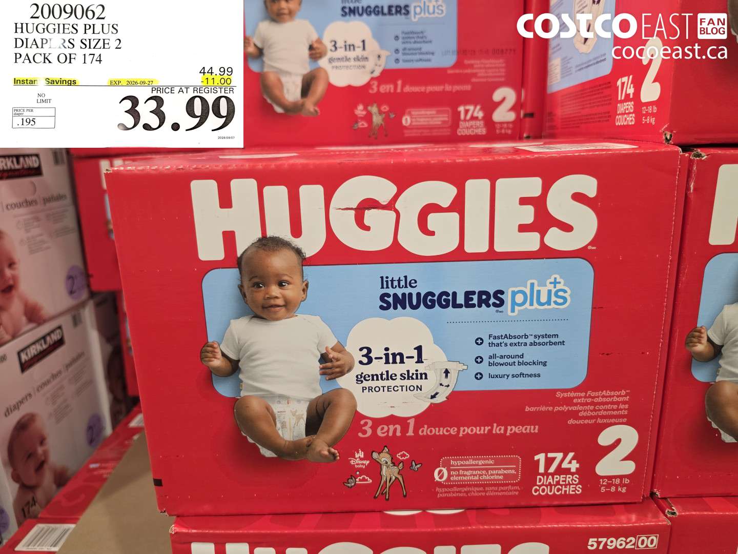 2009062 HUGGIES PLUS DIAPERS SIZE 2 PACK OF 174 ($11.00 INSTANT SAVINGS EXPIRES ON 2026-09-27) $33.99