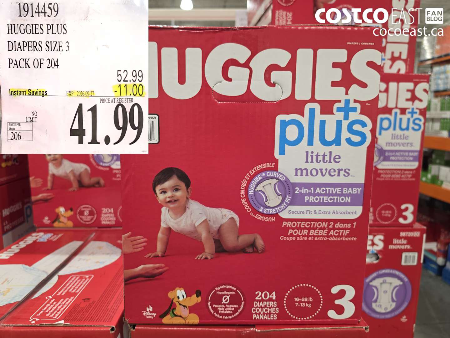 1914459 HUGGIES PLUS DIAPERS SIZE 3 PACK OF 204 ($11.00 INSTANT SAVINGS EXPIRES ON 2026-09-27) $41.99