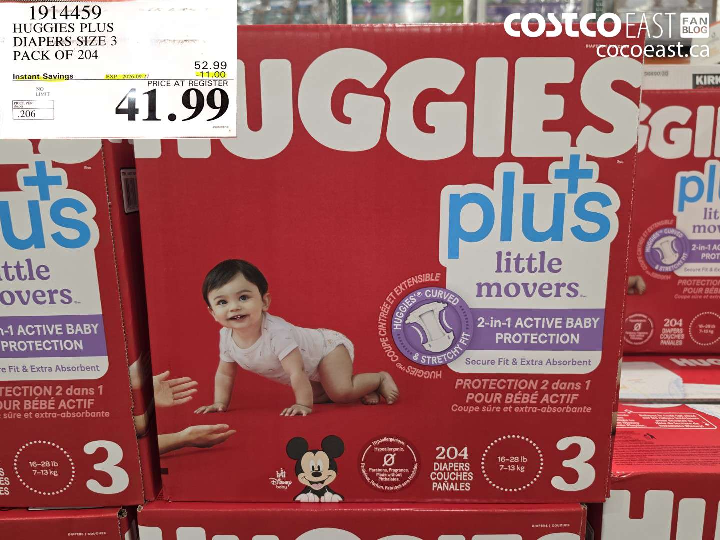 1914459 HUGGIES PLUS DIAPERS SIZE 3 PACK OF 204 ($11.00 INSTANT SAVINGS EXPIRES ON 2026-09-27) $41.99
