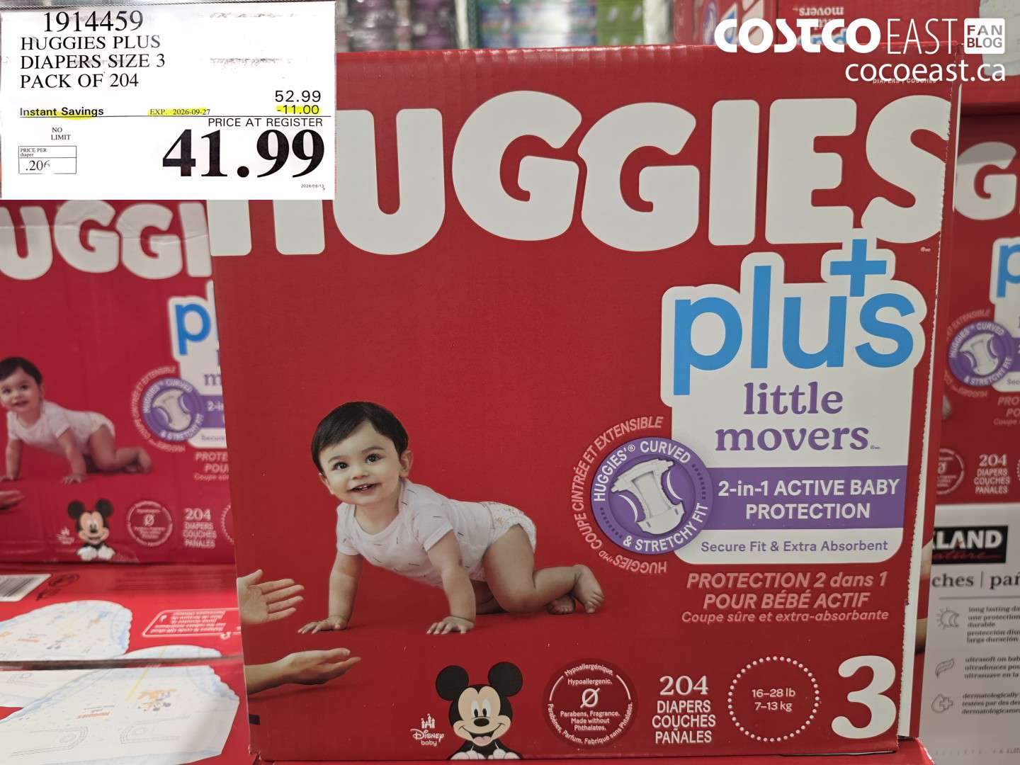 1914459 HUGGIES PLUS DIAPERS SIZE 3 PACK OF 204 ($11.00 INSTANT SAVINGS EXPIRES ON 2026-09-27) $41.99