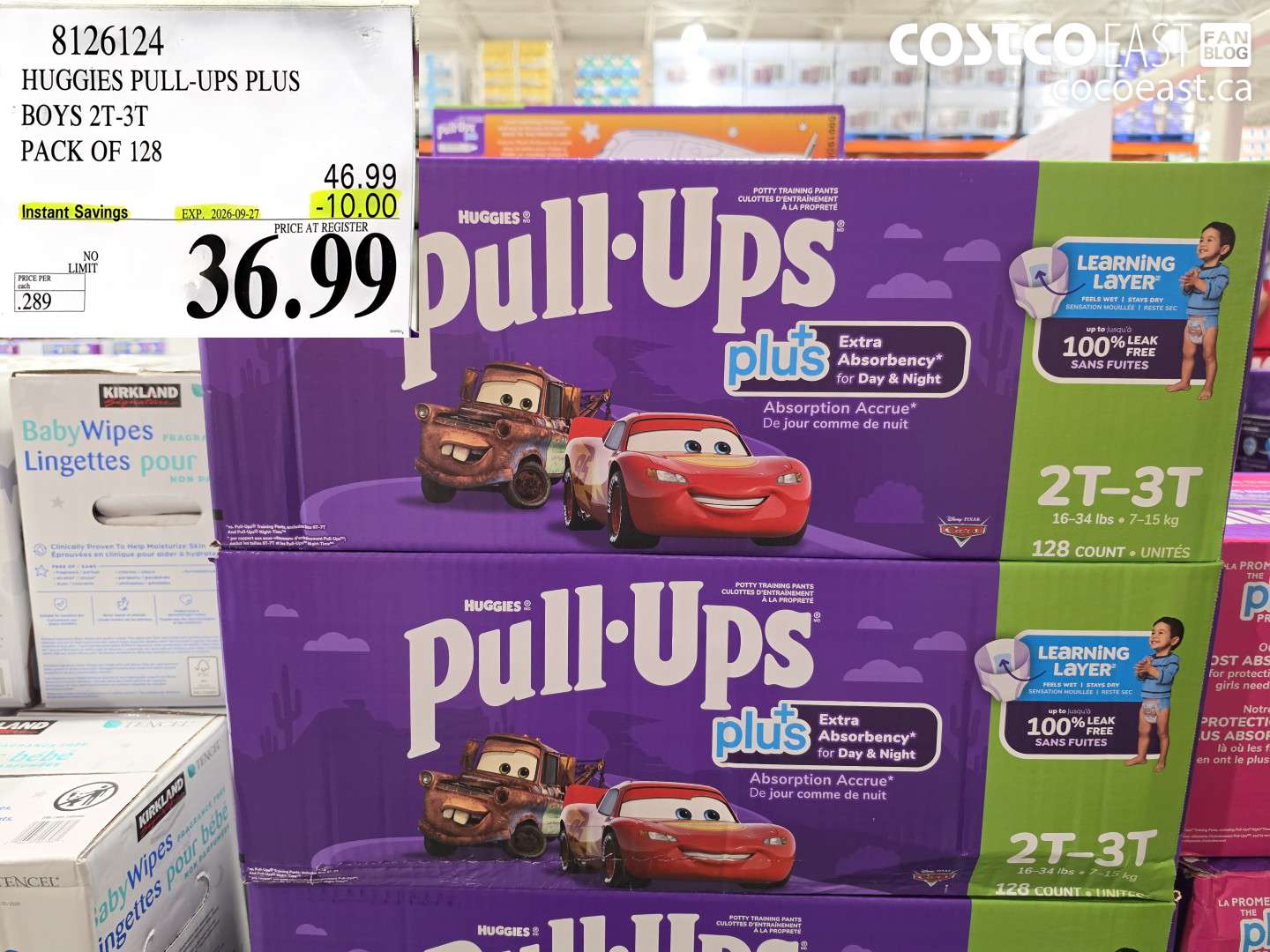 8126124 HUGGIES PULL-UPS PLUS BOYS 2T-3T PACK OF 128 ($10.00 INSTANT SAVINGS EXPIRES ON 2026-09-27) $36.99