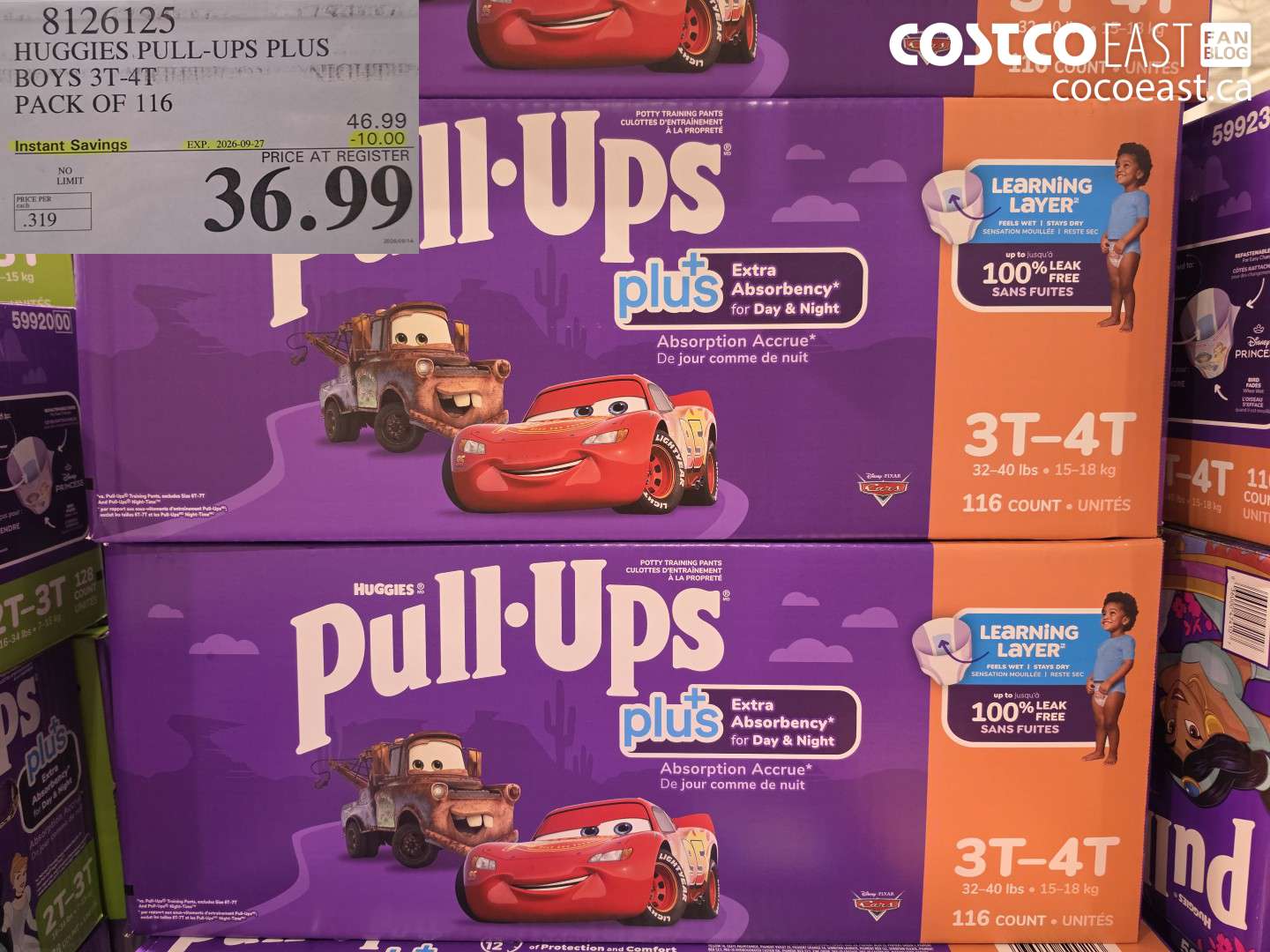 8126125 HUGGIES PULL-UPS PLUS BOYS 3T-4T PACK OF 116 ($10.00 INSTANT SAVINGS EXPIRES ON 2026-09-27) $36.99