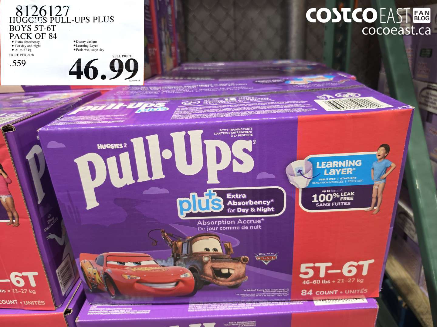 8126127 HUGGIES PULL-UPS PLUS BOYS 5T-6T PACK OF 84 $46.99