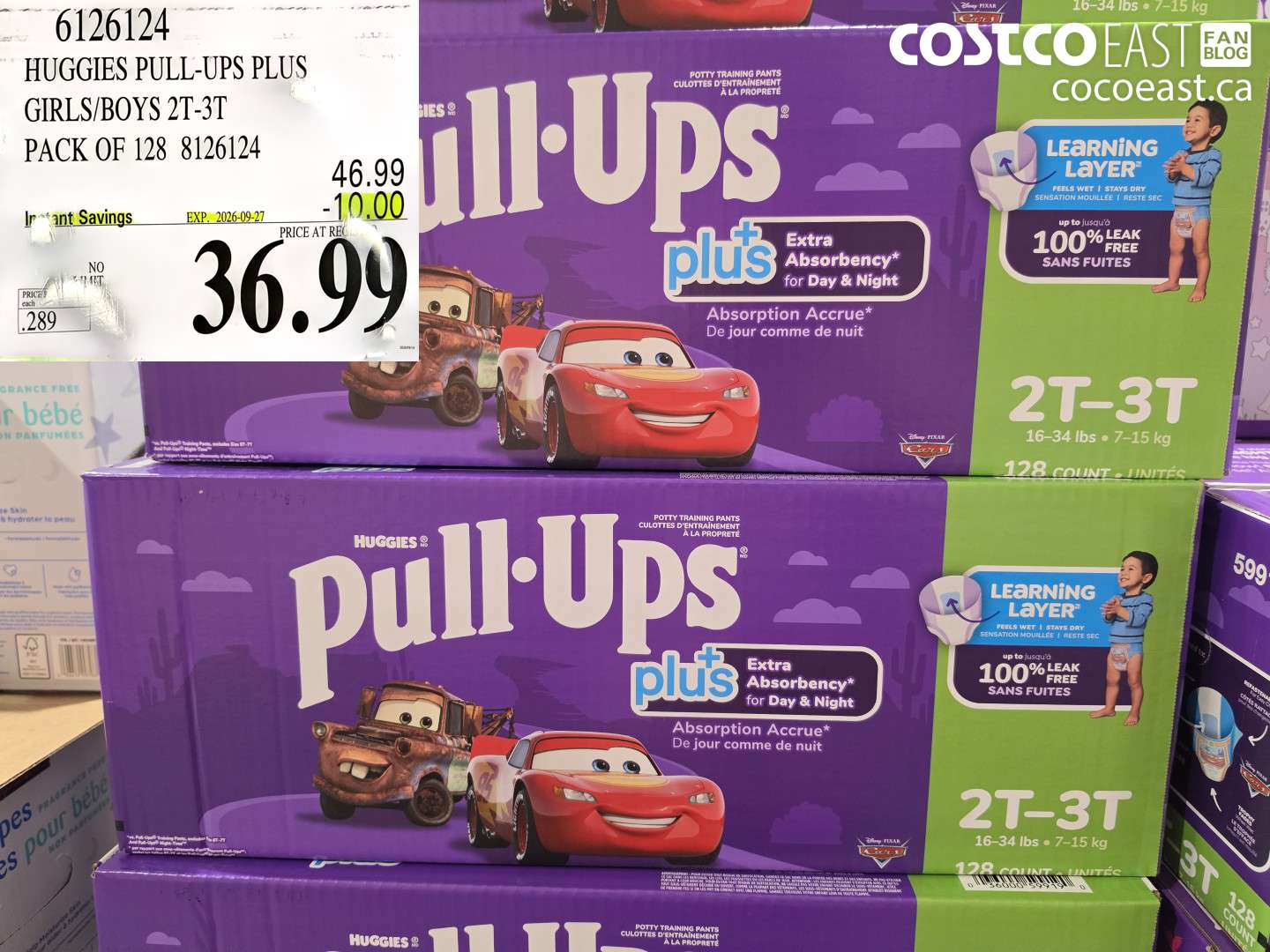6126124 HUGGIES PULL-UPS PLUS GIRLS/BOYS 2T-3T PACK OF 128 ($10.00 INSTANT SAVINGS EXPIRES ON 2026-09-27) $36.99