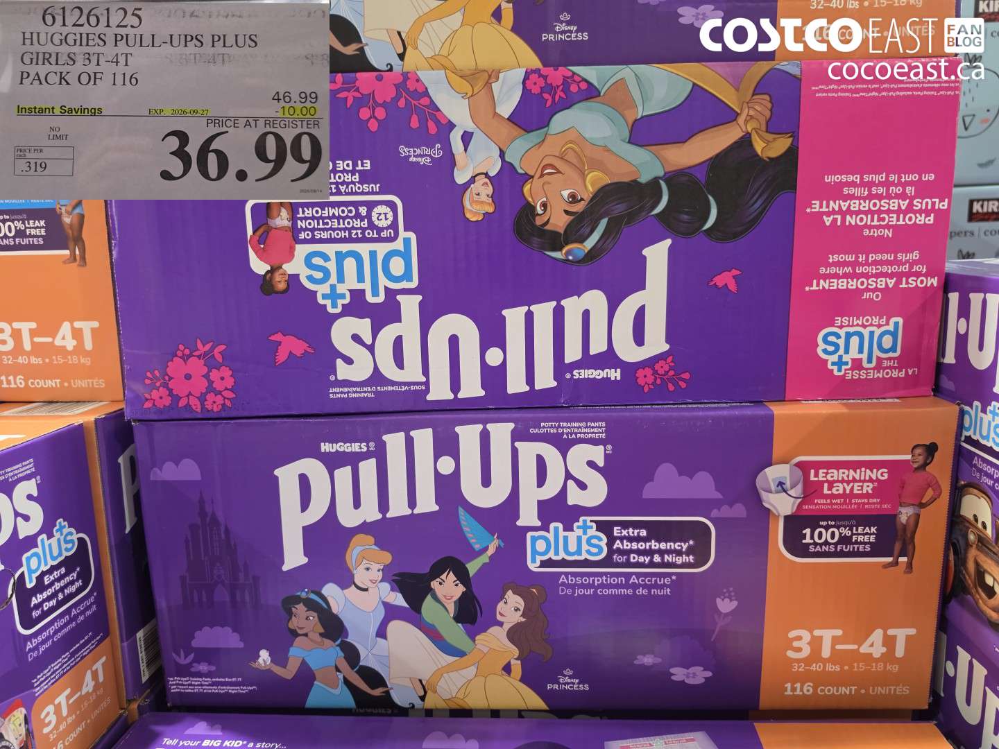 6126125 HUGGIES PULL-UPS PLUS GIRLS 3T-4T PACK OF 116 ($10.00 INSTANT SAVINGS EXPIRES ON 2026-09-27) $36.99