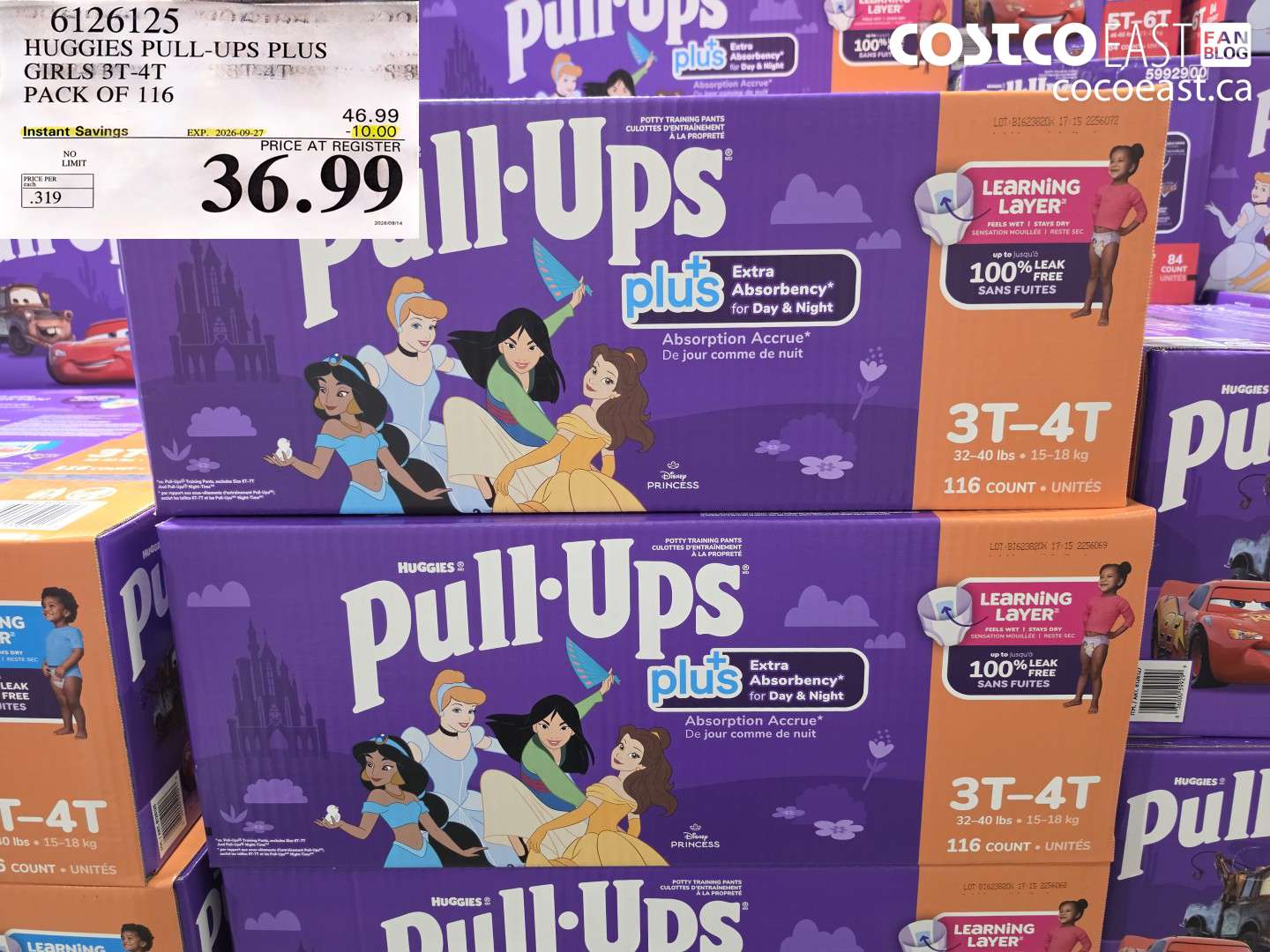 6126125 HUGGIES PULL-UPS PLUS GIRLS 3T-4T PACK OF 116 ($10.00 INSTANT SAVINGS EXPIRES ON 2026-09-27) $36.99