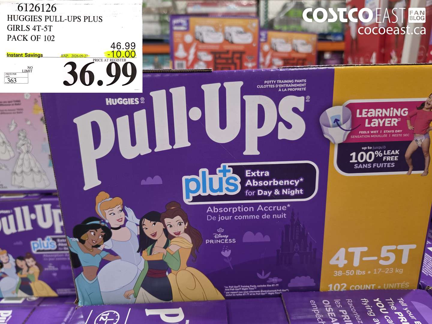 6126126 HUGGIES PULL-UPS PLUS GIRLS 4T-5T PACK OF 102 ($10.00 INSTANT SAVINGS EXPIRES ON 2026-09-27) $36.99