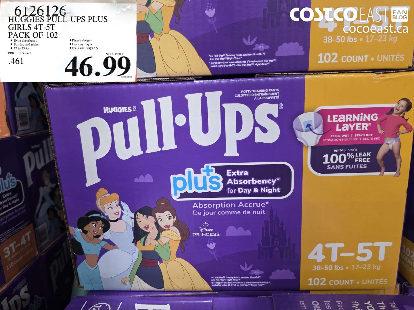 6126126 HUGGIES PULL-UPS PLUS GIRLS 4T-5T PACK OF 102 $46.99