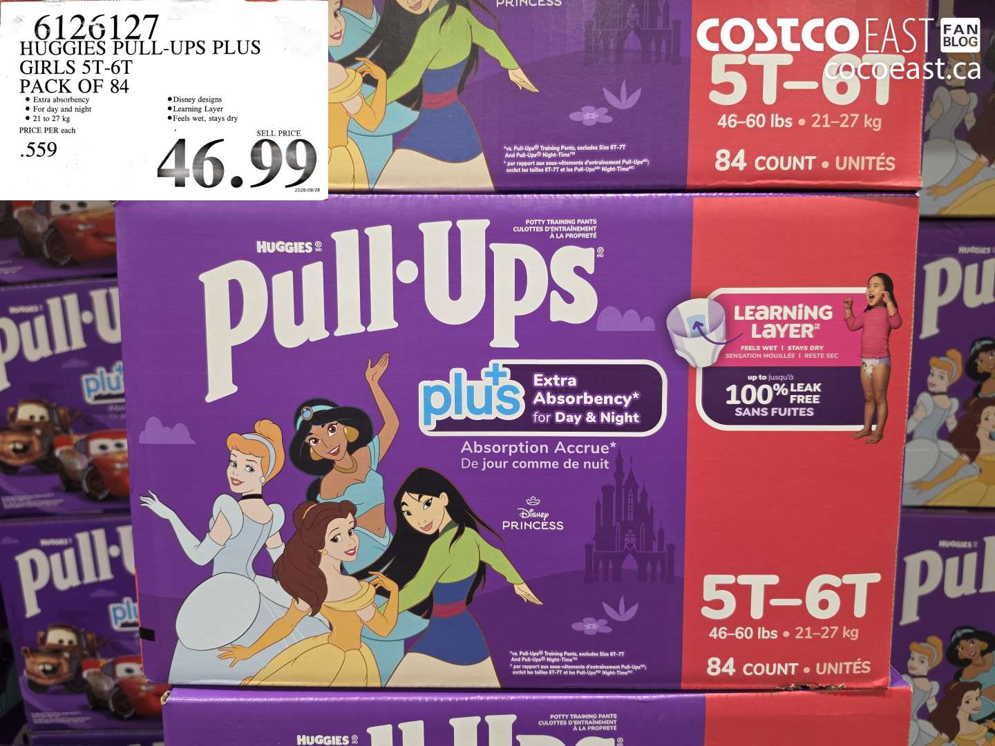 6126127 HUGGIES PULL-UPS PLUS GIRLS 5T-6T PACK OF 84 $46.99