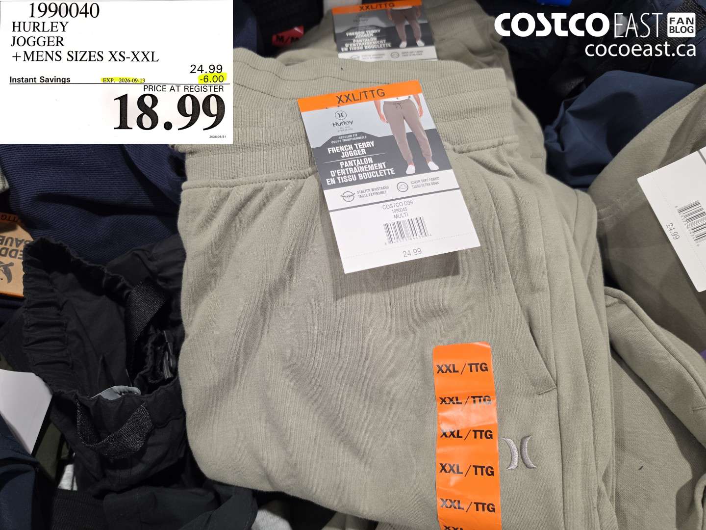 1990040 HURLEY JOGGER MENS SIZES XS-XXL ($6.00 INSTANT SAVINGS EXPIRES ON 2026-09-13) $18.99