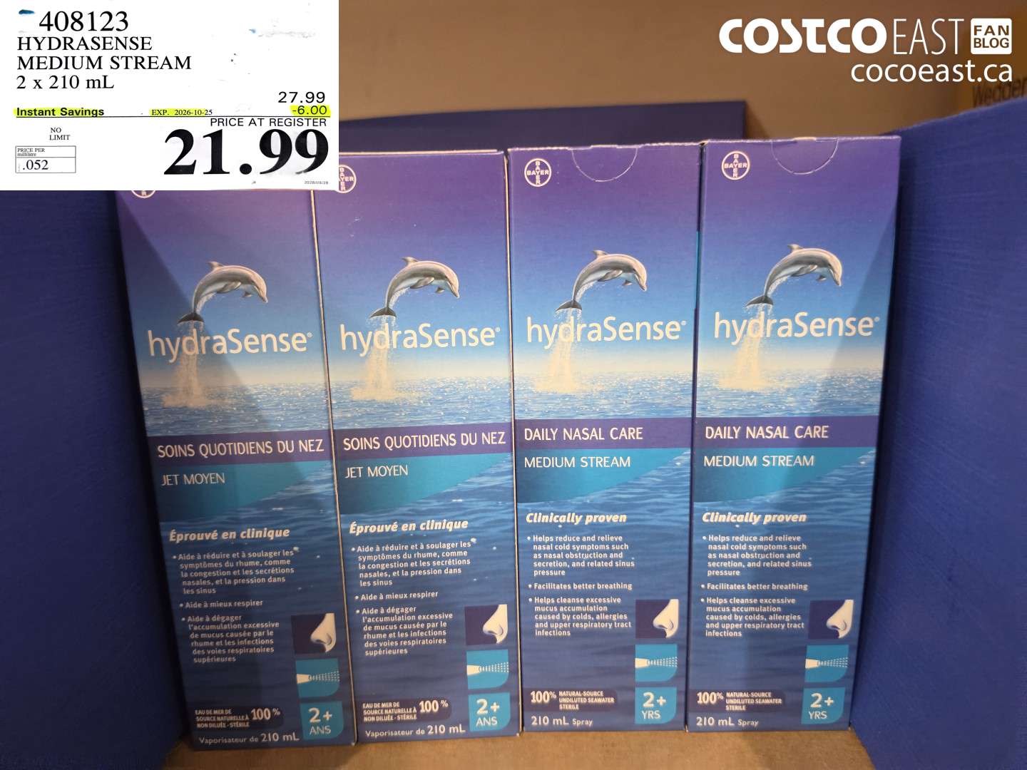 408123 HYDRASENSE MEDIUM STREAM 2 X 210 ML ($6.00 INSTANT SAVINGS EXPIRES ON 2026-10-25) $21.99