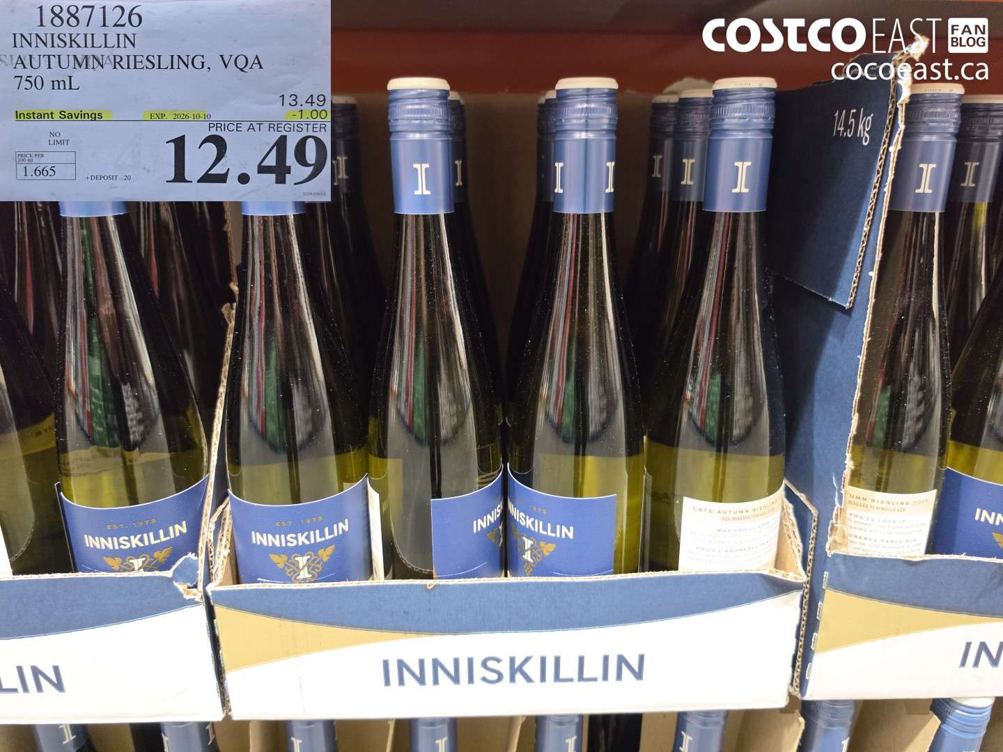 1887126 INNISKILLIN AUTUMN RIESLING, VQA 750 ML ($1.00 INSTANT SAVINGS EXPIRES ON 2026-10-10) $12.49