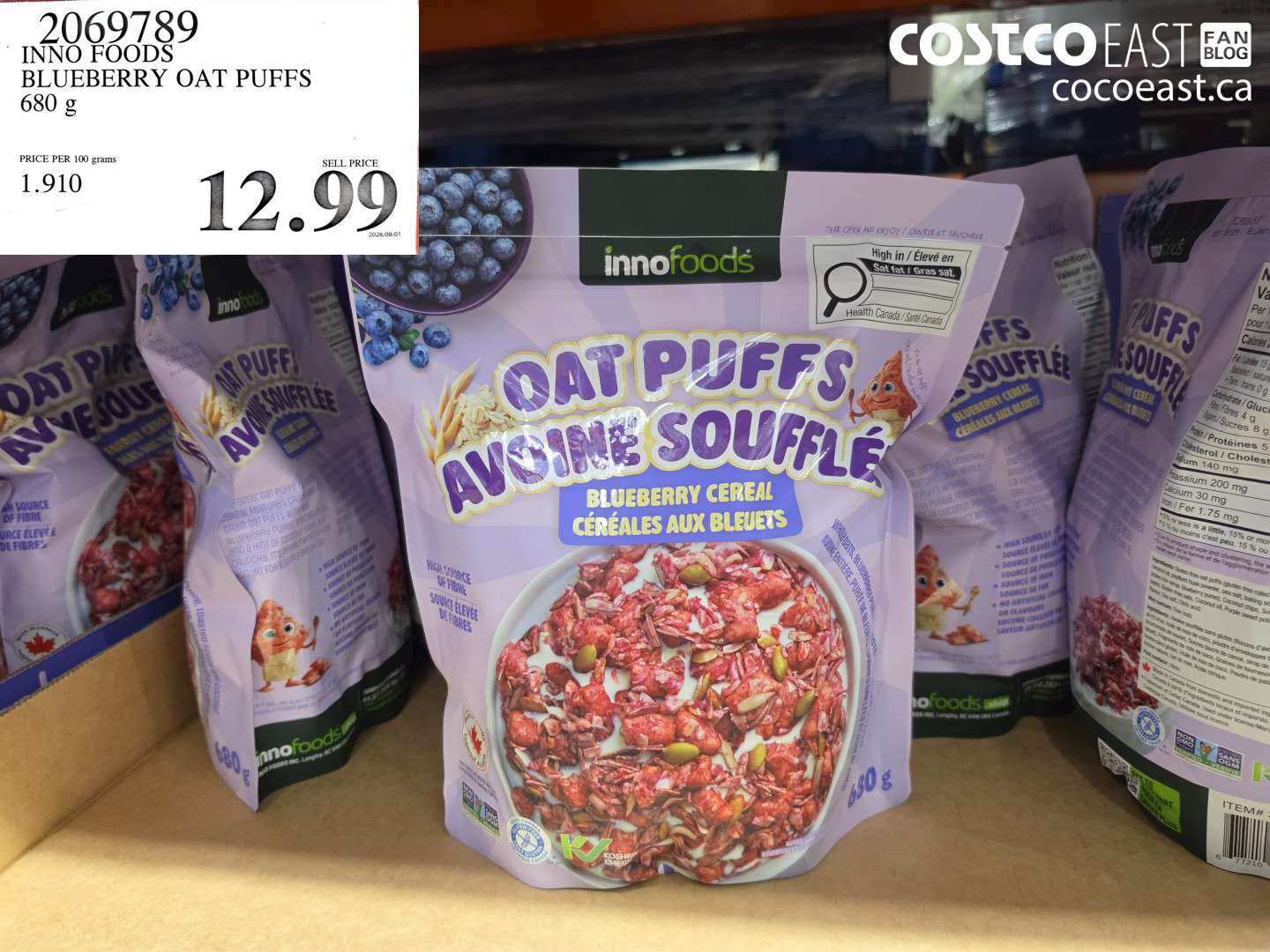 2069789 INNO FOODS BLUEBERRY OAT PUFFS 680 G $12.99