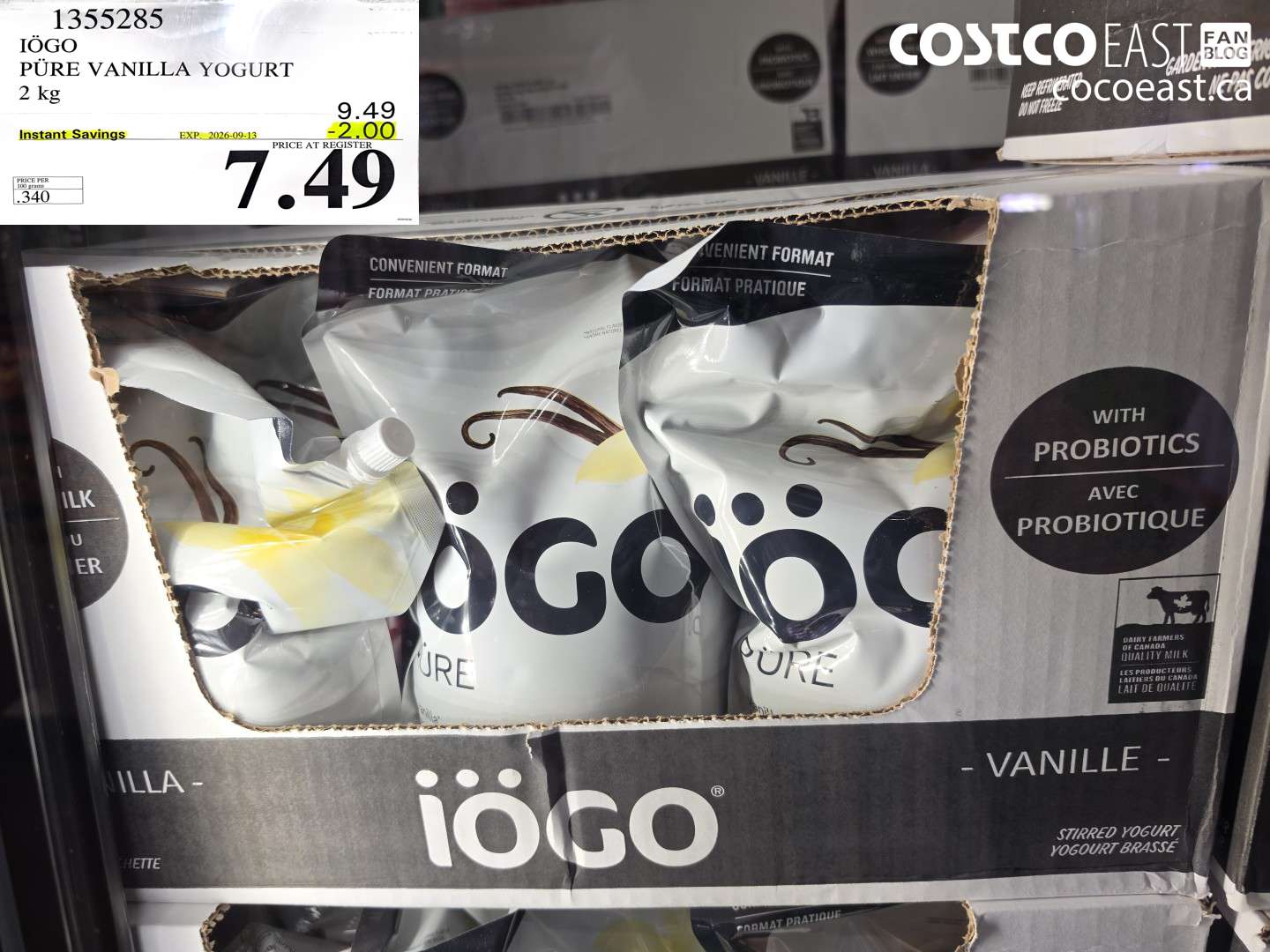 1355285 IÖGO PÜRE VANILLA YOGURT 2 KG ($2.00 INSTANT SAVINGS EXPIRES ON 2026-09-13) $7.49